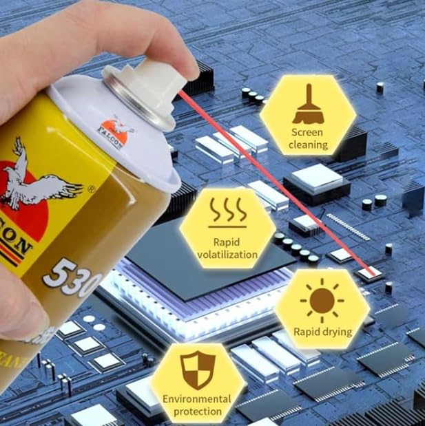 Quick dry Falcon 530 Electronic Products Environmentally Friendly Contact Spray Cleaner for Sensitive Cleaning of motherboards, LED TVs, and Other Surfaces Copy (550 ml)