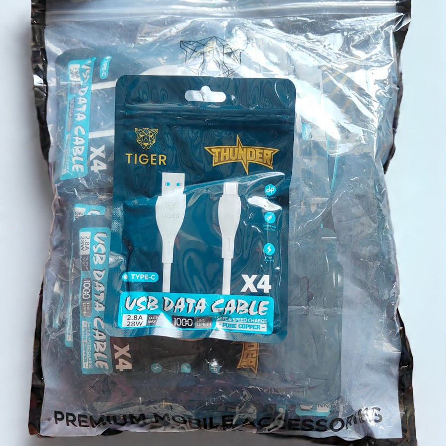 Tiger X4 2.8A 28W Micro V-8 ,BEST QUALITY Speed Charge USB Data Cable (Warranty 1 Years)