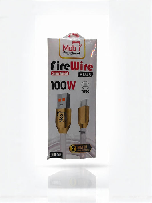 Mobi Baazaar  100W Type_C  Fast Charging 5mm Wired/2Meter Data Cable (MB0046)