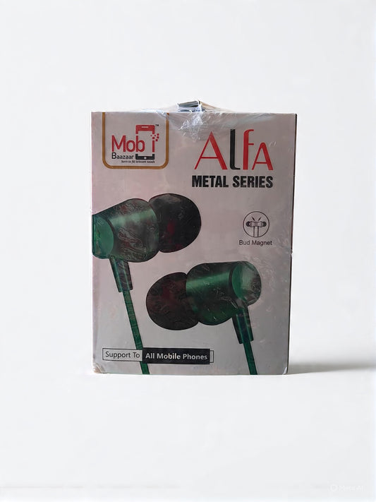 Mobi Baazaar  Alfa Metal Bud.Megnet Wire Earphone HD Sound Quality Support To All Phone