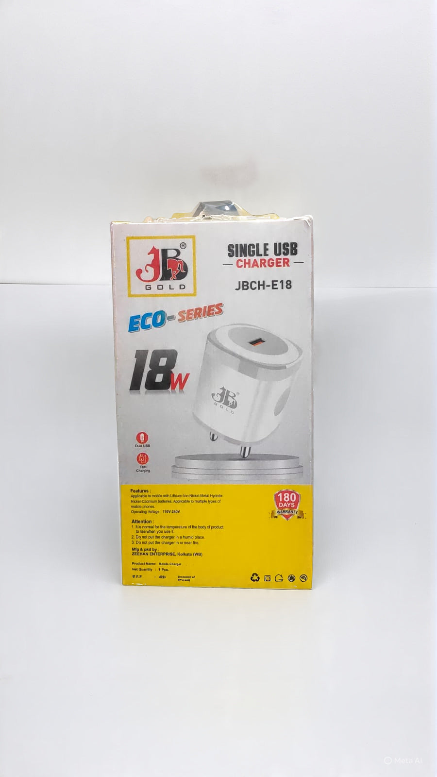 JB Gold 18W V-8 Single USB Charger High Strength Cable (JB Ch-E18)