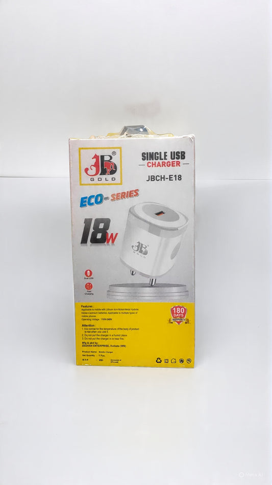 JB Gold 18W V-8 Single USB Charger High Strength Cable (JB Ch-E18)