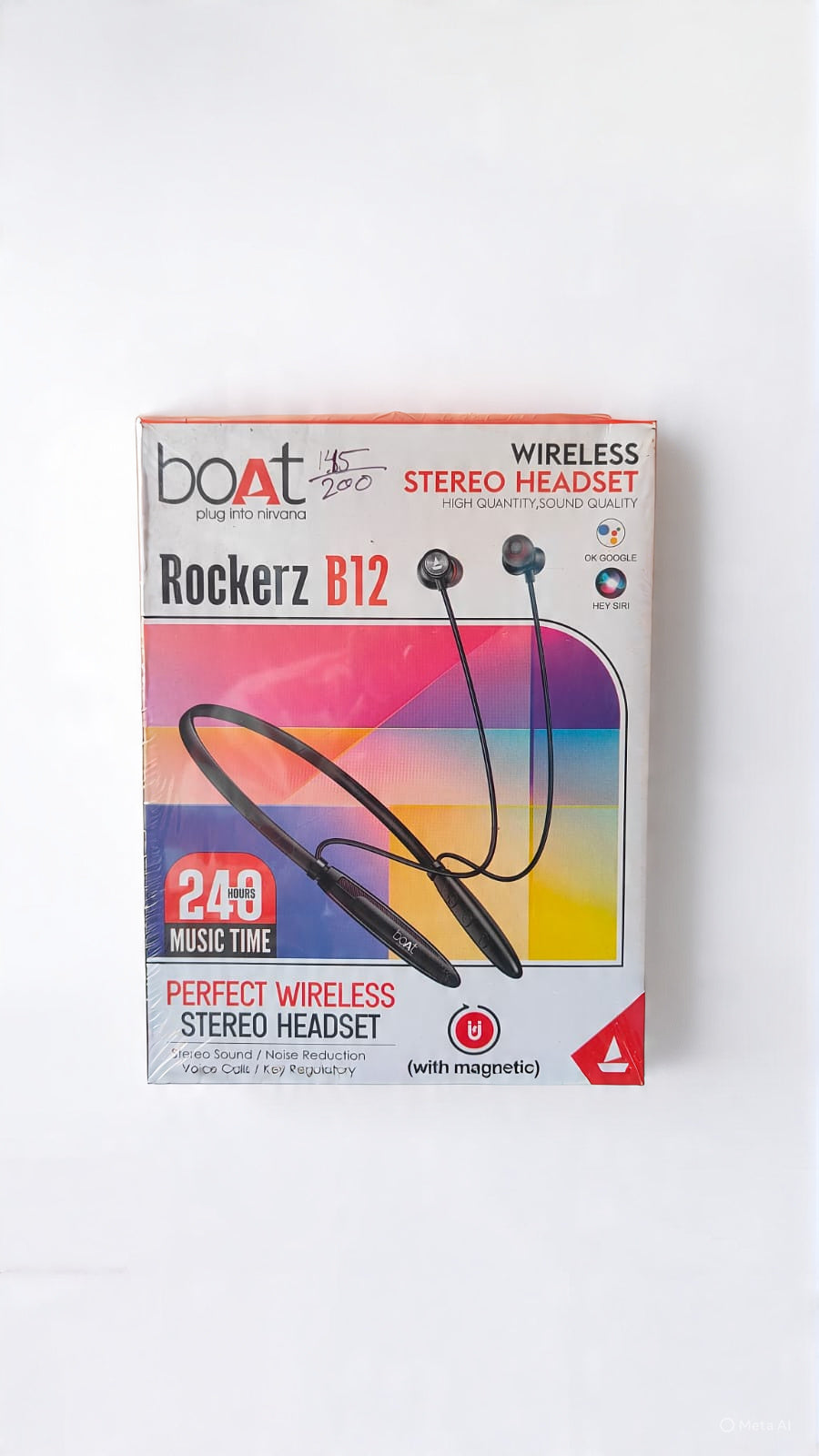 Boat Rocket B12 Wireless Stereo Headset (240HRS) Premium Sound (With Magnetic) NeckBand