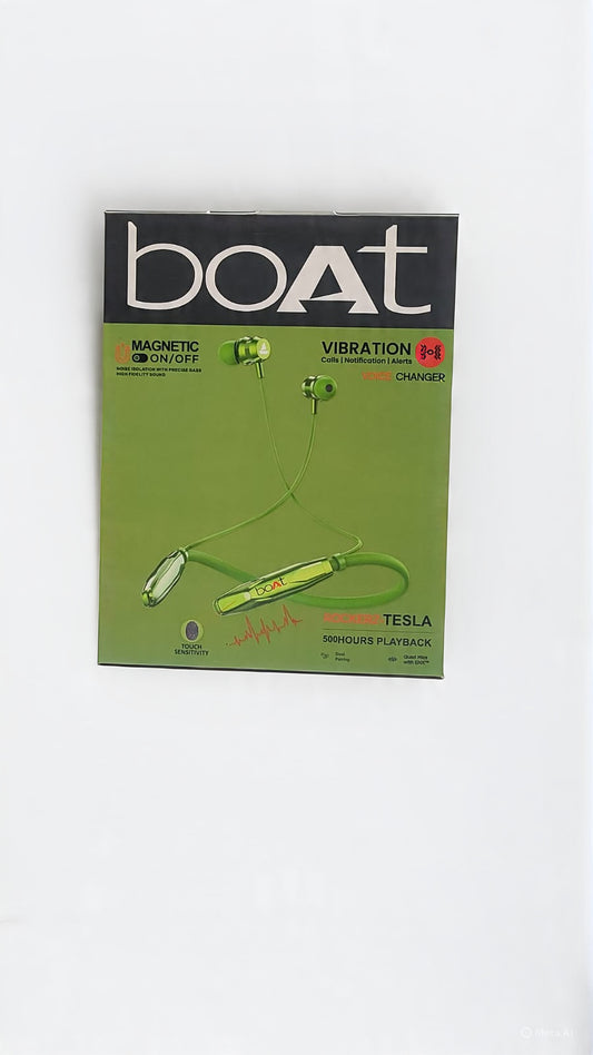 Boat Rockerz TESLA  Magnetic Bud 60H Battery, Fast Charge,Dual Pair,Voice Changer,Bluetooth Neckband, Wireless with Mic Earphones
