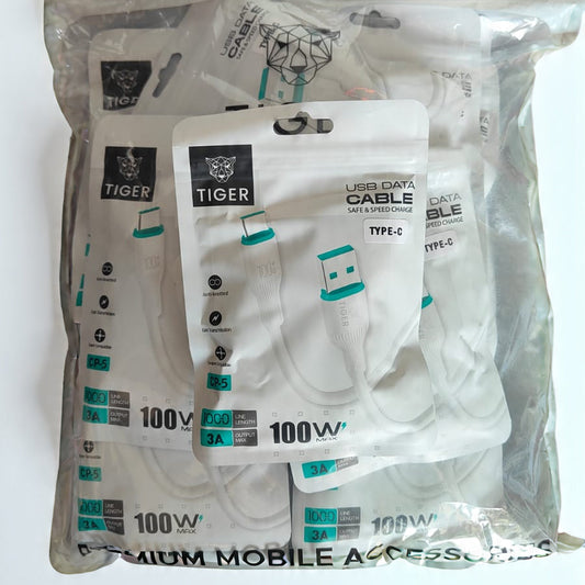 Tiger CP-5 3.A 100W Type-C ,BEST QUALITY Speed Charge USB Data Cable (Warranty 1 Years)