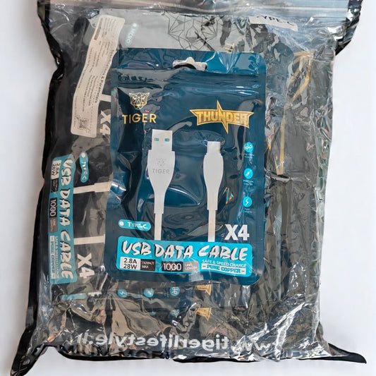 Tiger X4 2.8A 28W Type-C ,BEST QUALITY Speed Charge USB Data Cable (Warranty 1 Years)