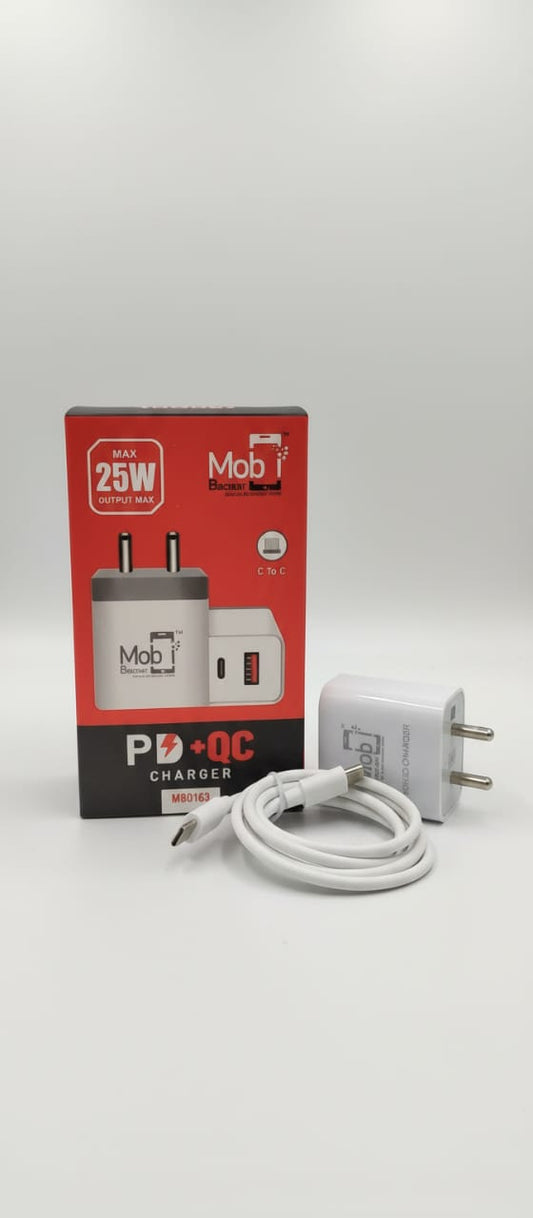 Mobi Baazaar PD+QC Charger (max 25W) (M0DEL NO.MB0163)
