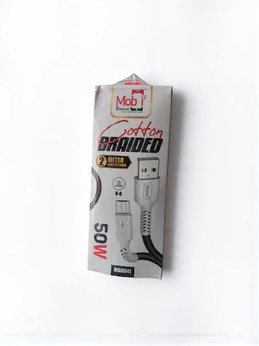 Mobi Baazaar 50W V-8 Fast Charging Data Cable 2Meter (MB0041)