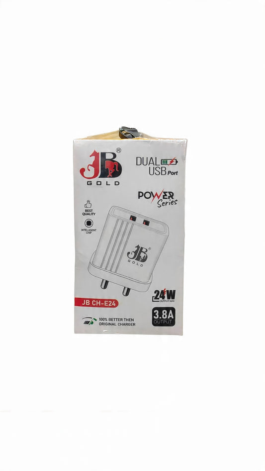 JB Gold 24W 3.8A Type-C Dual USB Port Charger Fast Charger (JB Ch-E24)