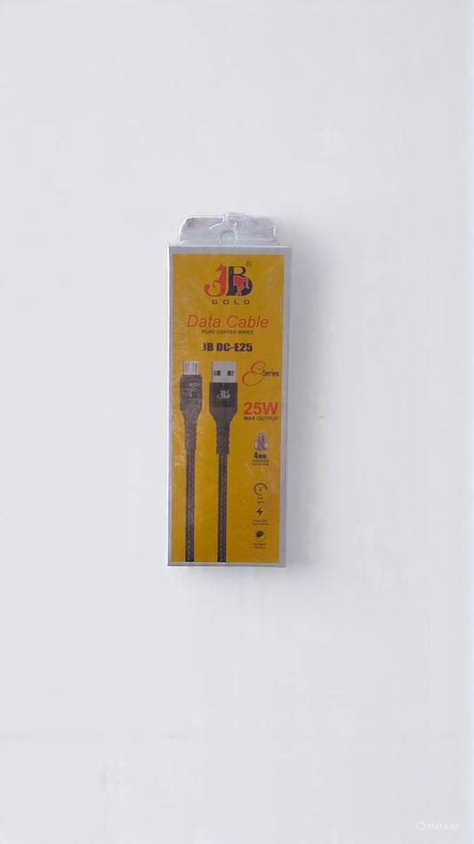 JB Gold 25W V-8 Data Cable Pure Copper Wires Fast Charging (JB DC-E25)